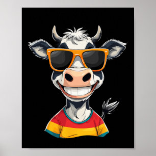 New Glarus Wi Usa Funny Cow Cartoon Design Poster