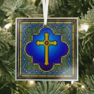 NEW Glass Cross Ornament