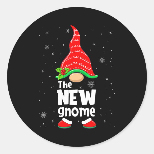 New Gnome Matching Family Group Christmas Party Pa Classic Round Sticker (Front)