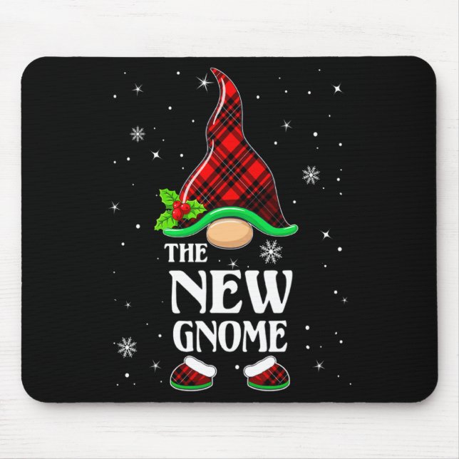 New Gnome Red Plaid Matching Family Christmas Paja Mouse Pad (Front)
