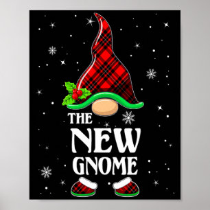 New Gnome Red Plaid Matching Family Christmas Paja Poster