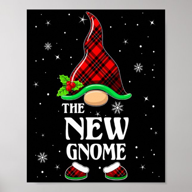 New Gnome Red Plaid Matching Family Christmas Paja Poster (Front)