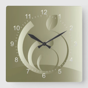 new golden leaves square wall clock