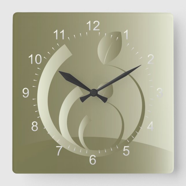 new golden leaves square wall clock (Front)