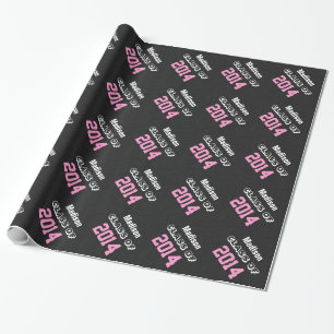 NEW GRAD Class of 2014 Or Any Year Black Pink V8 Wrapping Paper