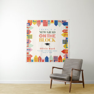 New Grad On The Block Kids Graduation Tapestry