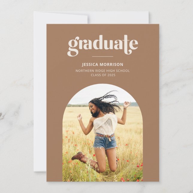 New Graduate Arch Photo Desert Neutrals Graduation Invitation (Front)