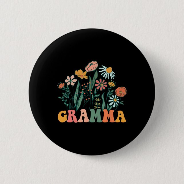 New Gramma Wildflower First Birthday &amp; Baby Sh 2 Inch Round Button (Front)