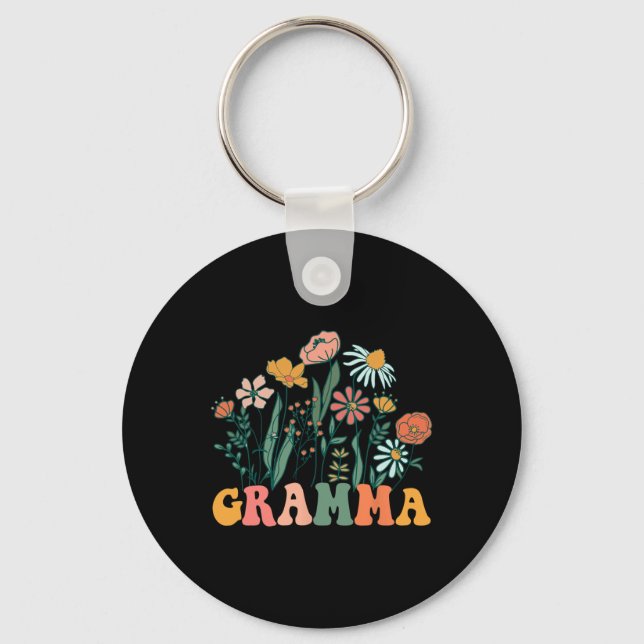 New Gramma Wildflower First Birthday &amp; Baby Sh Keychain (Front)