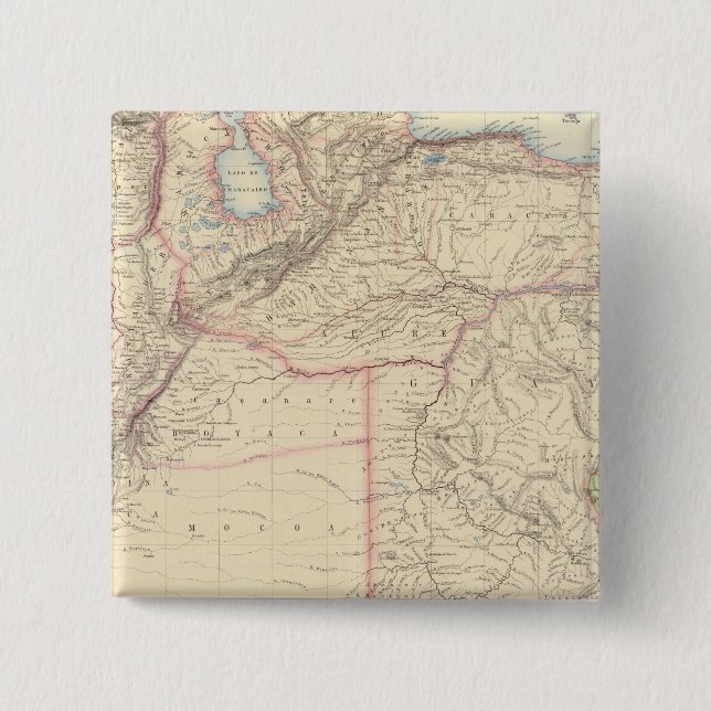 New Granada and Venezuela 2 Inch Square Button (Front)