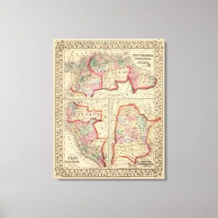 New Granada, Venezuela, Guiana Map by Mitchell Canvas Print