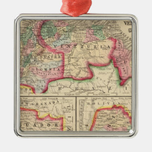 New Granada, Venezuela, Guiana Map by Mitchell Metal Ornament