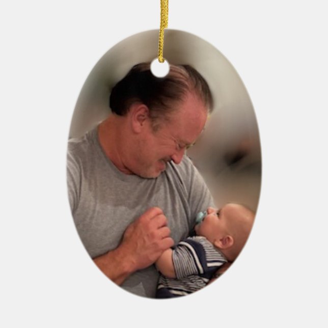 New Grandfather Double Sided Porcelain Holiday Ceramic Ornament (Front)