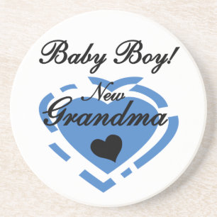 New Grandma Baby Boy Blue Heart Gifts Coaster