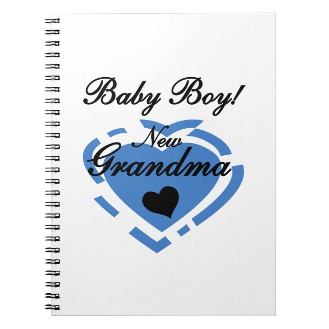 New Grandma Baby Boy Blue Heart Gifts Notebook (Front)