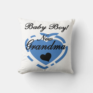 New Grandma Baby Boy Blue Heart Gifts Throw Pillow
