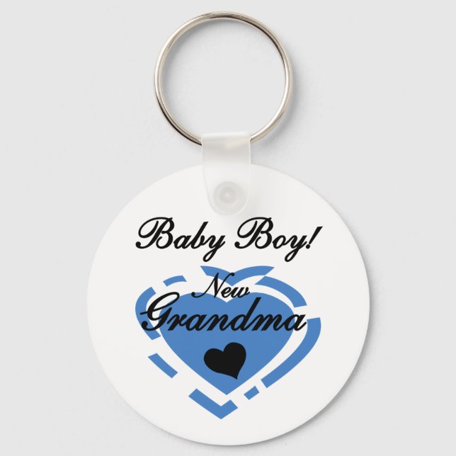 New Grandma Baby Boy Tshirts and Gifts Keychain (Front)