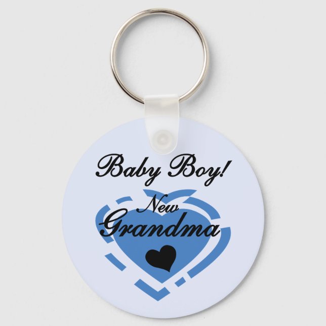 New Grandma Baby Boy Tshirts and Gifts Keychain (Front)