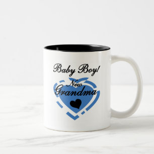 New Grandma Baby Boy Tshirts and Gifts Two-Tone Coffee Mug