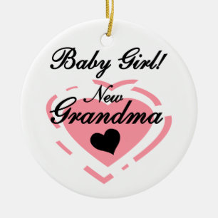 New Grandma Baby Girl Pink Heart Gifts Ceramic Ornament