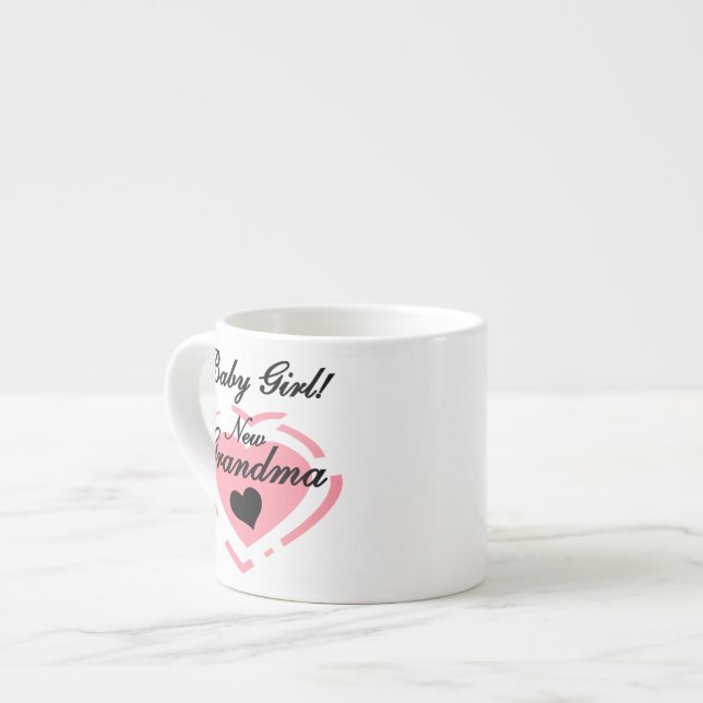New Grandma Baby Girl Pink Heart Gifts Espresso Cup (Front Left)