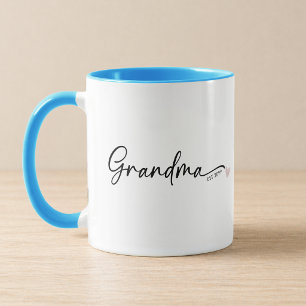 New Grandma Established Year Script Blue Mug