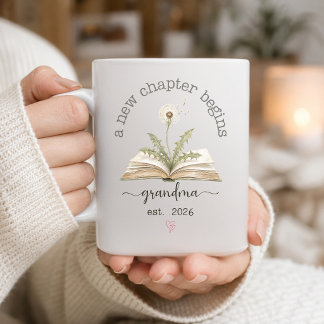 New Grandma Gift, A New Chapter Begins Grandma Est Coffee Mug