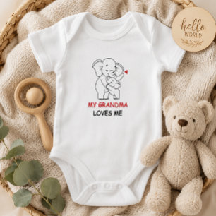 New Grandma Gift My Grandma Loves Me Baby Bodysuit