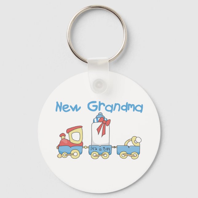 New Grandma of Boy-Train Tshirts and Gifts Keychain (Front)