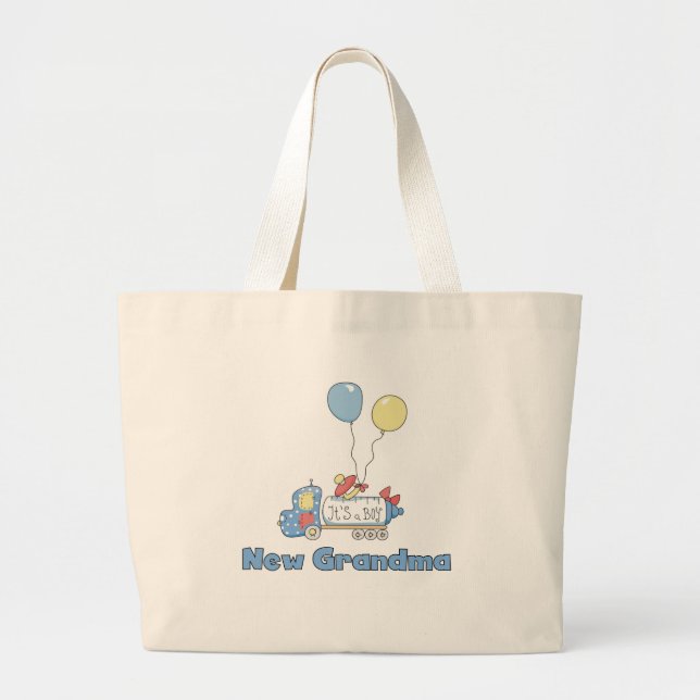 New Grandma of Boy Truck Tshirts and Gifts Large Tote Bag (Front)