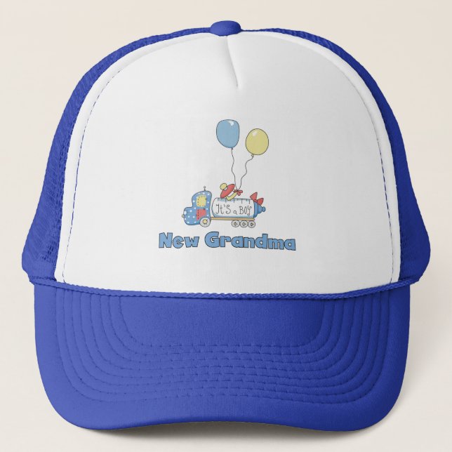 New Grandma of Boy Truck Tshirts and Gifts Trucker Hat (Front)