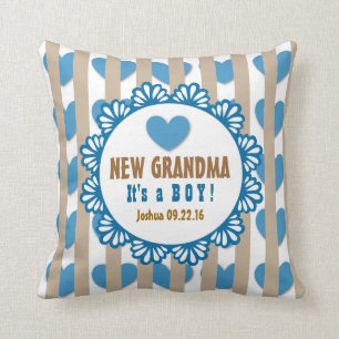 NEW GRANDMA with Hearts and Stripes V03D Throw Pillow