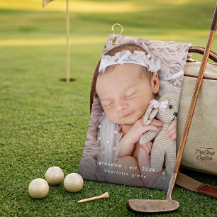 New Grandma Year Established Baby Photo Golf Towel