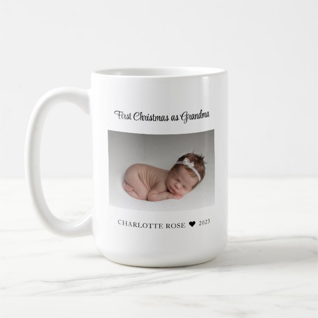 New Grandmother First Christmas as Grandma Coffee Mug (Left)