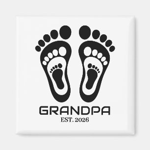 New Grandpa Baby Footprints Established Date Magnet