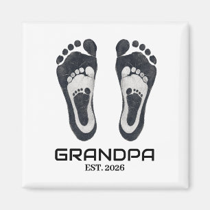 New Grandpa Baby Footprints Established Date Magnet