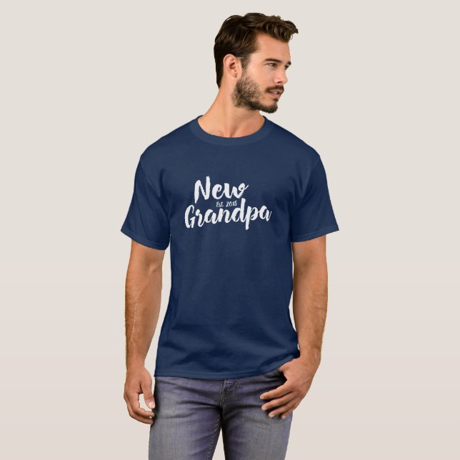 New Grandpa Est. 2018, Future Grandfather Gift Tee (Front Full)