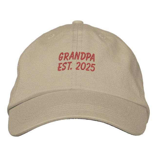 New Grandpa Est. 2025 Embroidered Baseball Cap (Front)