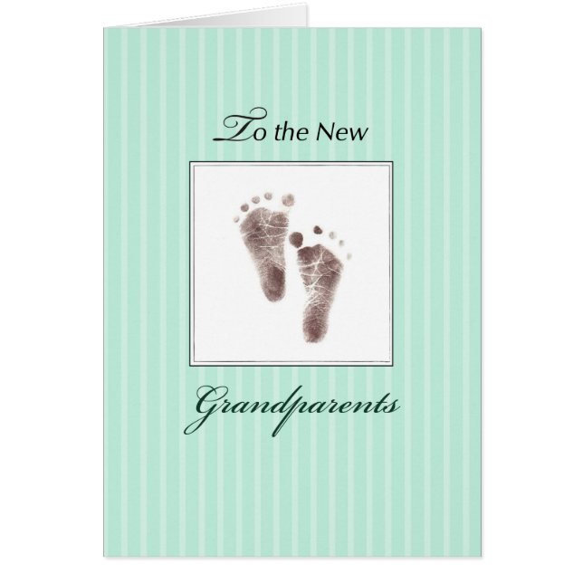 New Grandparents of Baby, Neutral Green Footprints (Front)