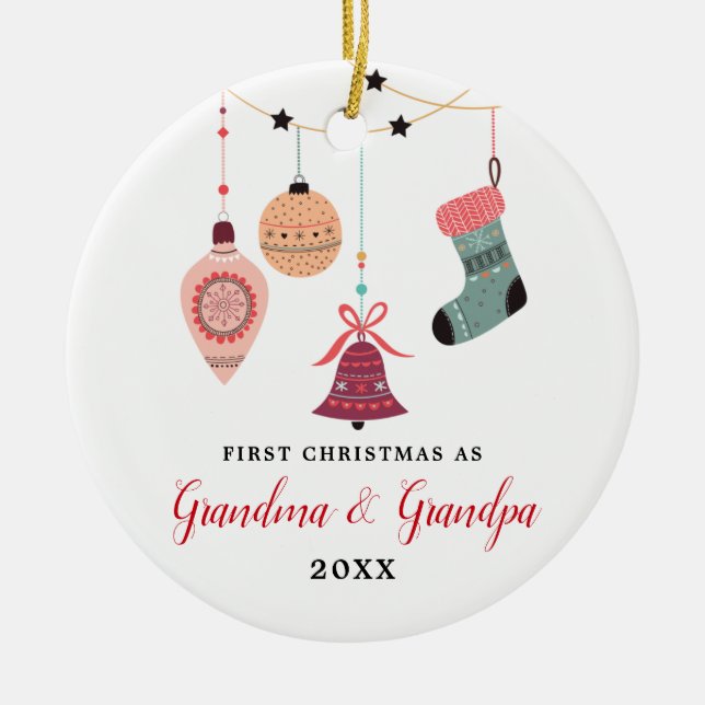 New Grandparents Personalized Grandma Grandpa Ceramic Ornament (Front)