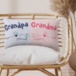 New Grandparents Pink Blue Pregnancy Annoucement Lumbar Pillow<br><div class="desc">Pregnancy annoucement pillow is a sweet gift for grandparents to be. The words, Grandpa and Grandma can both be personalized to Grandad, Nanna etc., to suit your preference. You can also add the year that the couple will become proud grandparents. This modern hearts and arrows design in pink and blue...</div>