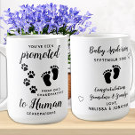 New Grandparents Pregnancy Announcement Coffee Mug<br><div class="desc">You've been promoted from Dog grandparents to Human grandparents! Include your best dog and newly appointed guard dog in your pregnancy announcement to your parents, the new baby grandparents with this adorable dog pregnancy announcement coffee mug. “You've been promoted from Dog grandparents to Human grandparents... Personalize with Baby Last Name...</div>