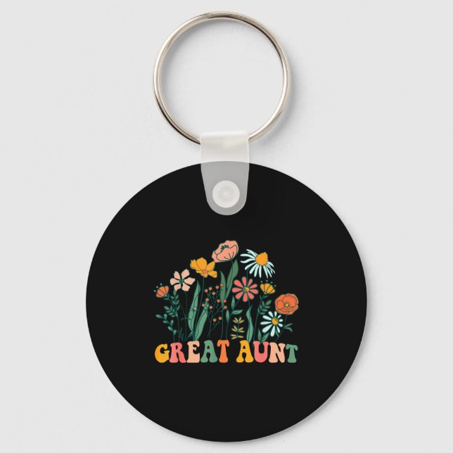 New Great Aunt Wildflower First Birthday &amp; Bab Keychain (Front)