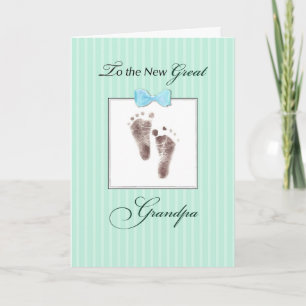 New Great Grandpa of Great Grandson Green Footprin Card