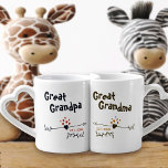 New Great Grandparents Personalized - Blue & Green Coffee Mug Set<br><div class="desc">Modern hearts and arrows design in stylish colour palette - ideal for new great grandparents. The words, Grandpa and Grandma can both be personalized to Grandad, Nanna etc., to suit your preference. You can also add the year that the couple became proud great grandparents. One mug is slate blue and...</div>