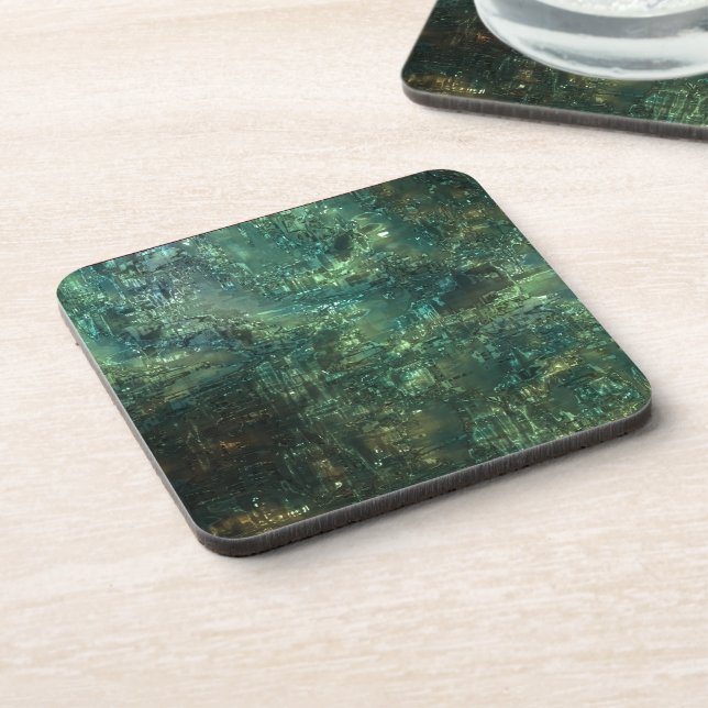 New Green Glass-effect Cork-backed Eco Coasters (Left Side)