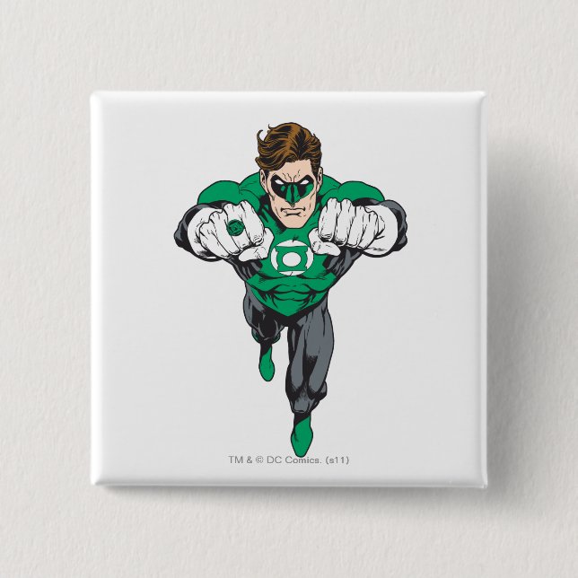 New Green Lantern 3 2 Inch Square Button (Front)