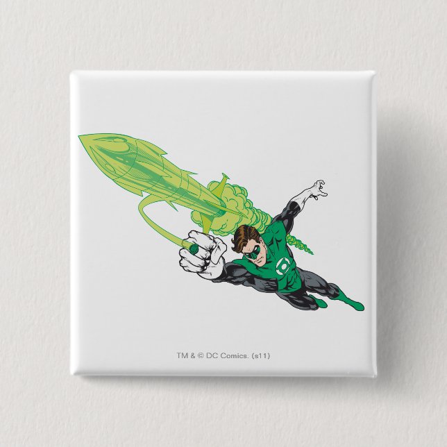 New Green Lantern 5 2 Inch Square Button (Front)