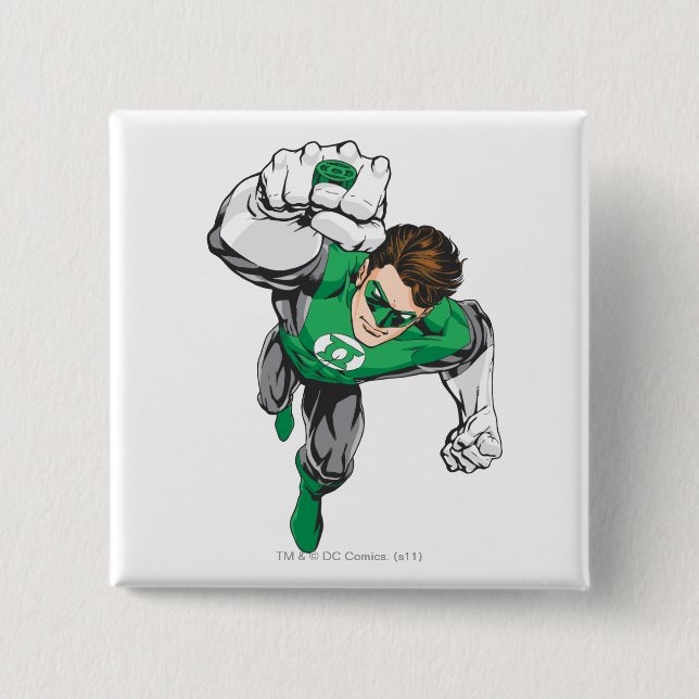 New Green Lantern 6 2 Inch Square Button (Front)