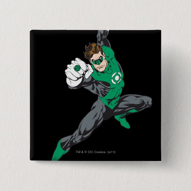 New Green Lantern 7 2 Inch Square Button (Front)